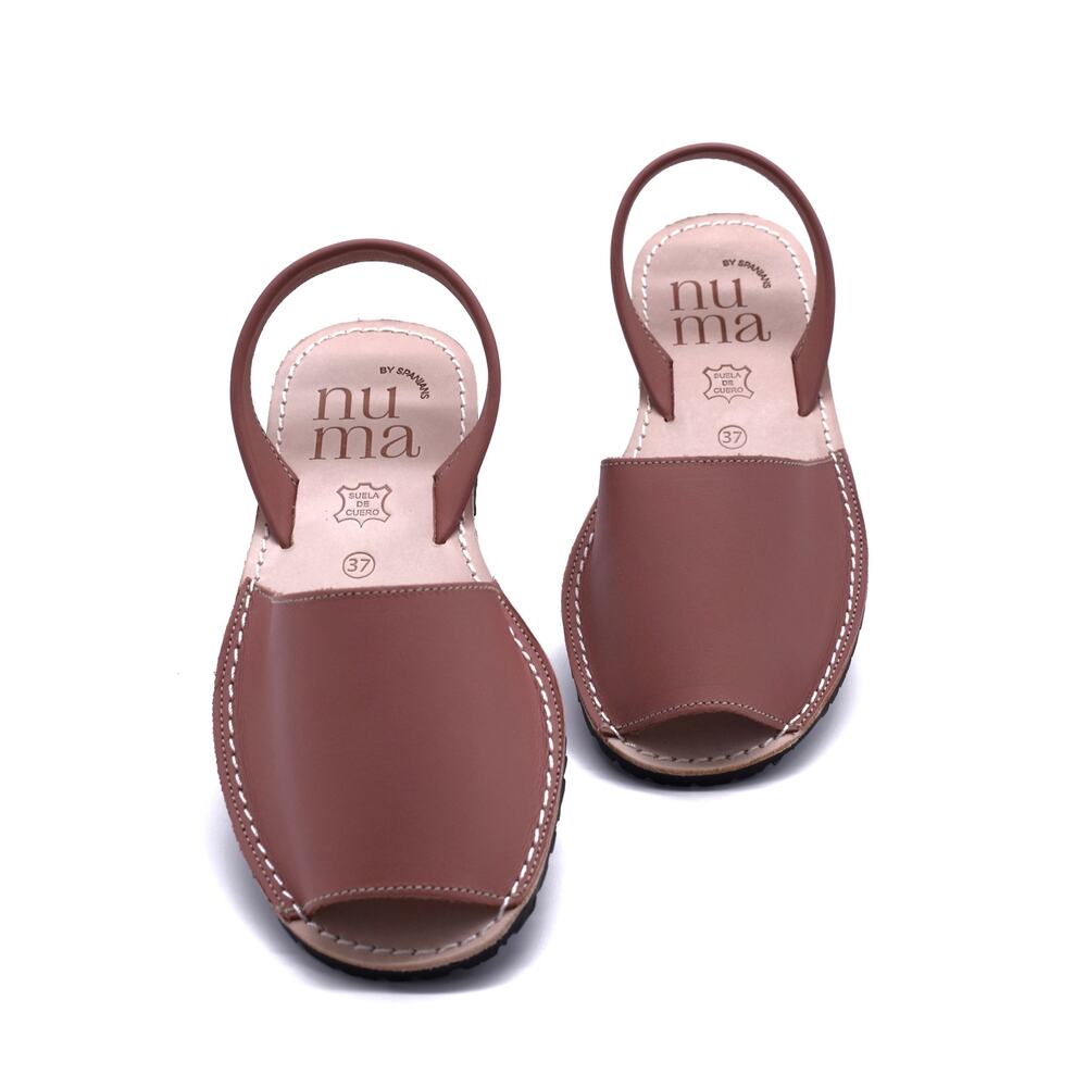 Leather Flat Sandals Nude | Handmade in Spain | Lightweight Sole